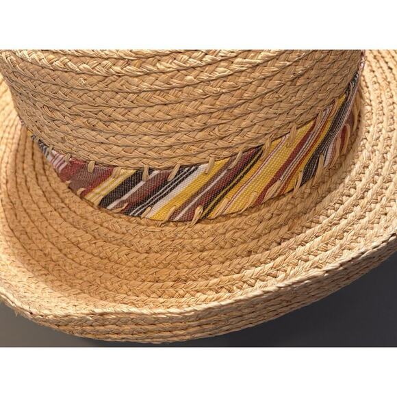 The Scala Collection Women’s Vacation Tan Straw Hat Silk Band Beach Country Club - Picture 2 of 4